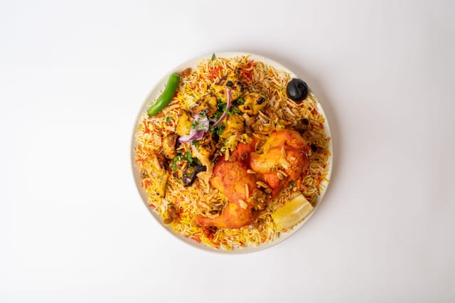 Chicken Mandi & Shish Kabob.