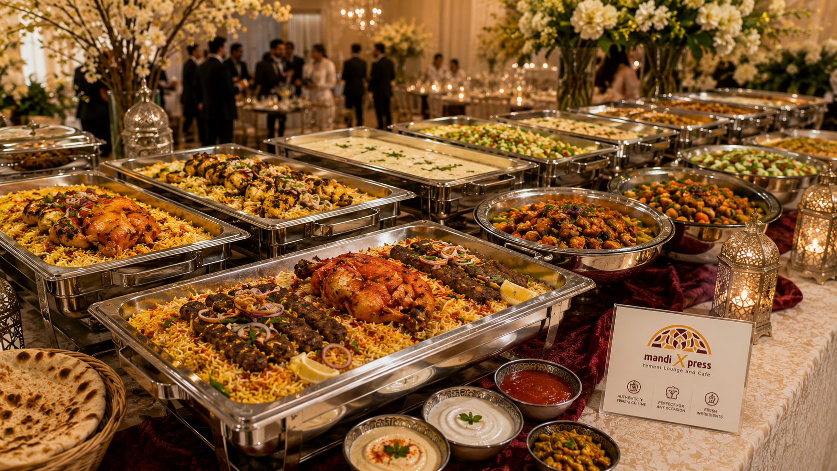 Mandi Xpress catering buffet with Yemeni dishes